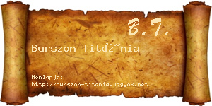 Burszon Titánia névjegykártya